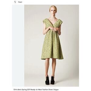 Chris Benz Rare Vogue Runway Dress - Size 4 Neon Green Tweed, USA Holiday Party
